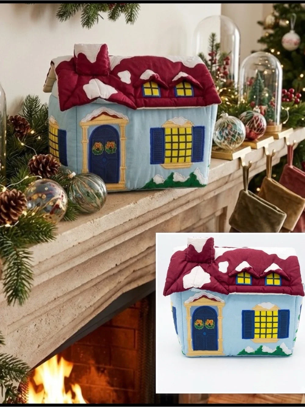 RARE VINTAGE MUSEUM OF FINE ARTS BOSTON PLUSH PORTABLE CHRISTMAS DOLLHOUSE 11”H